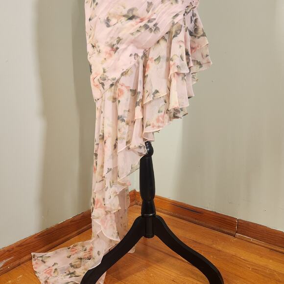 MAC DUGGAL NWT Rose Floral Asymmetrical Ruffled Gown, Size 10 - Picture 10 of 16